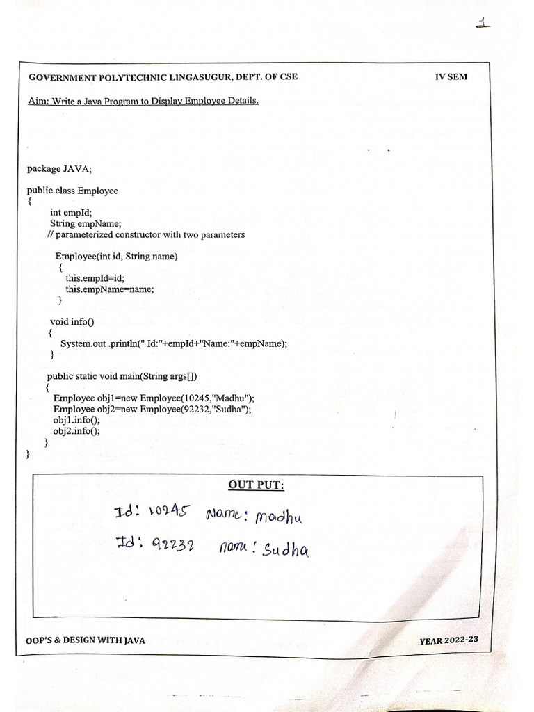 Oops With Java Lab Manual. | PDF