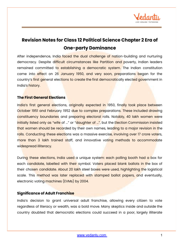 Revision Notes Class 12 Political Science Chapter 2 2025-26 Free PDF ...