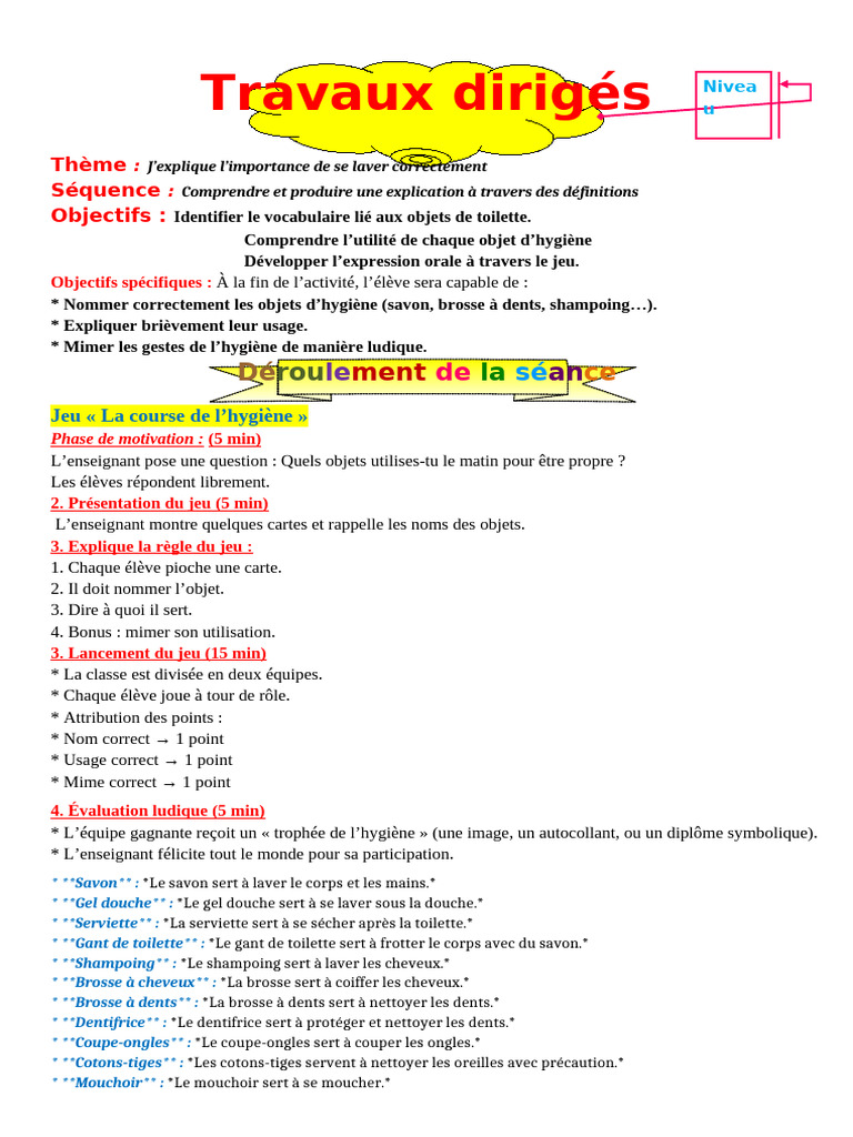TD 1 Fiche | PDF | Hygiène