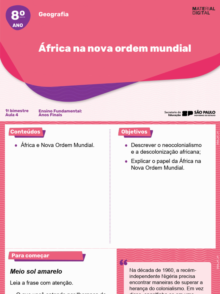 Aula 4 - África Na Nova Ordem Mundial (Versão2) | PDF | África | Economia