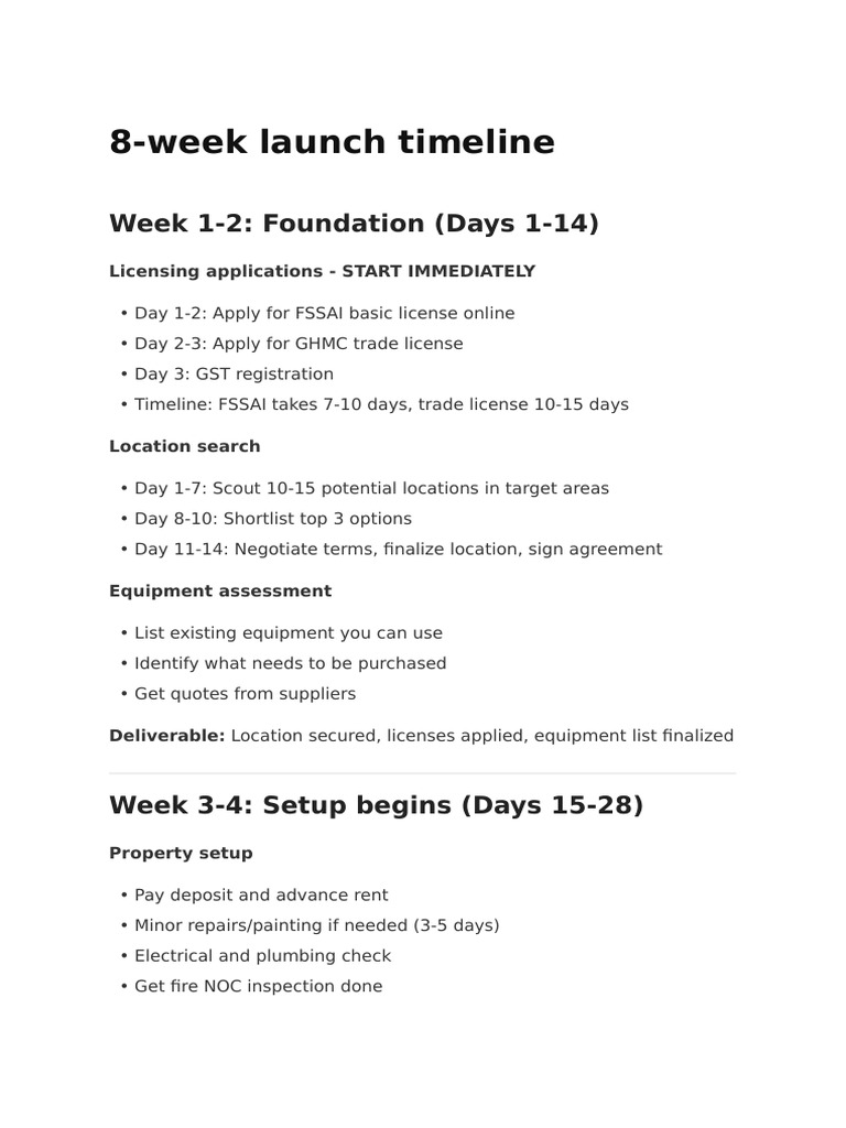8 Week Launch Timeline | PDF