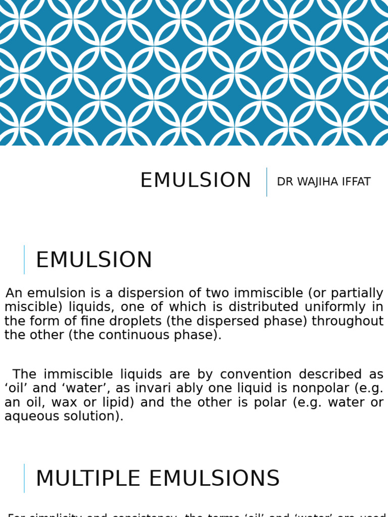 Emulsion | PDF | Emulsion | Surfactant