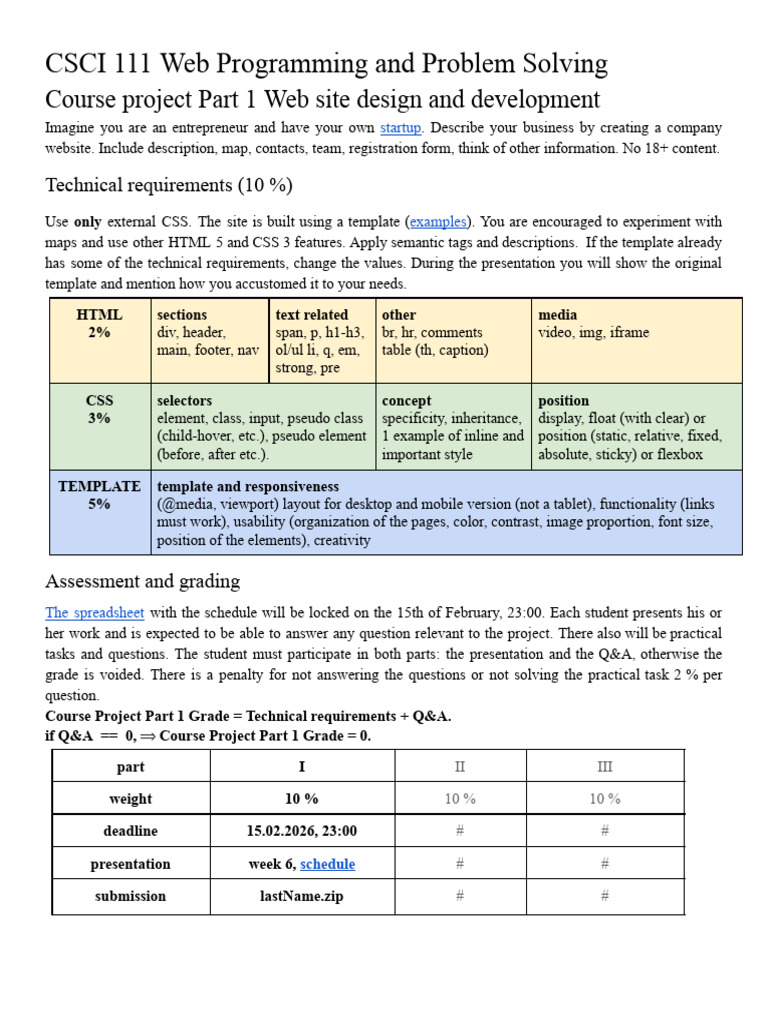 Course Project Part 1 | PDF | Html Element | Software Development