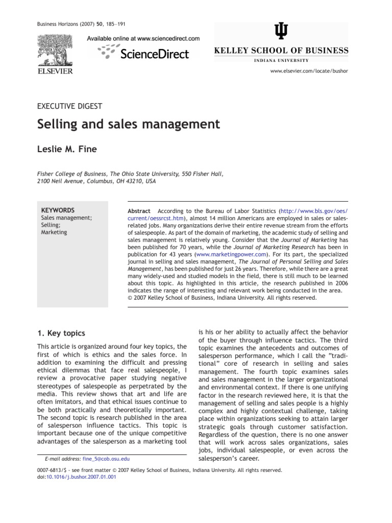 Selling and Sales Management | PDF | Sales | Marketing