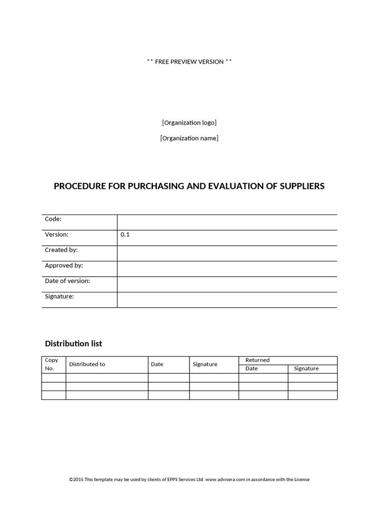 09 Procedure for Purchasing and Evaluation of Suppliers Preview En ...