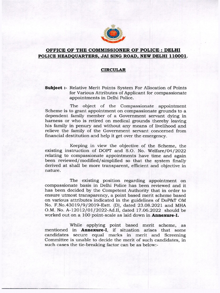Relative Merit Point System For CG Appointments - 0001 | PDF