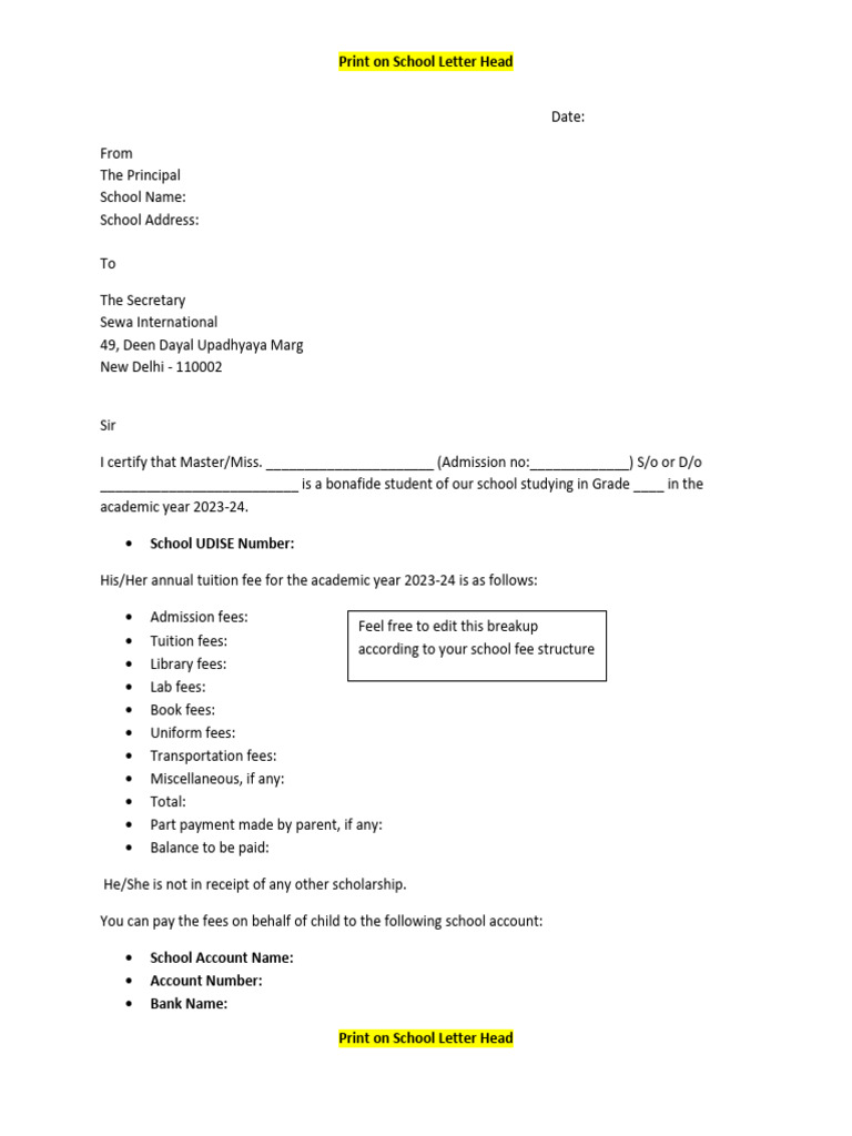 Letter From School | PDF