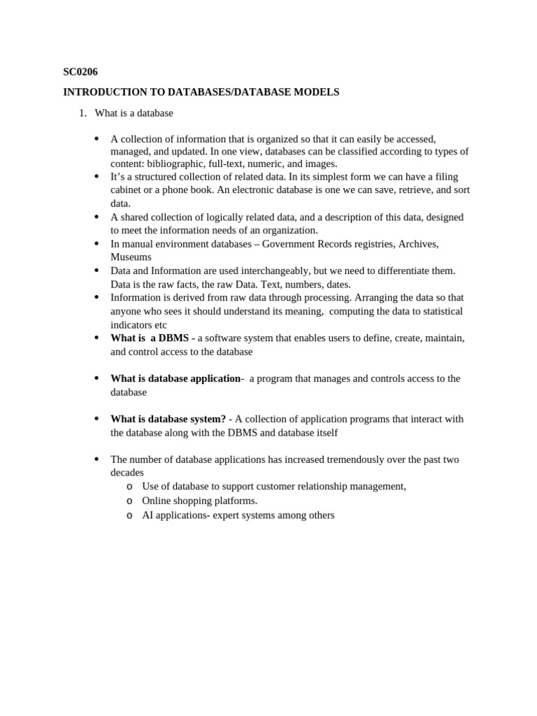 Intro To Dbases and Database Models | PDF | Relational Database ...