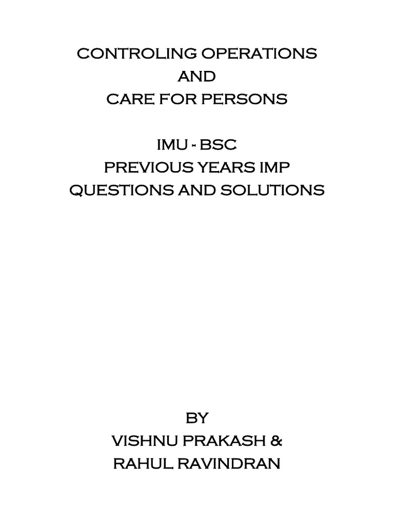 Control Operation and Care for Persons Mu-bsc Prevzzz-imp 2 | PDF ...