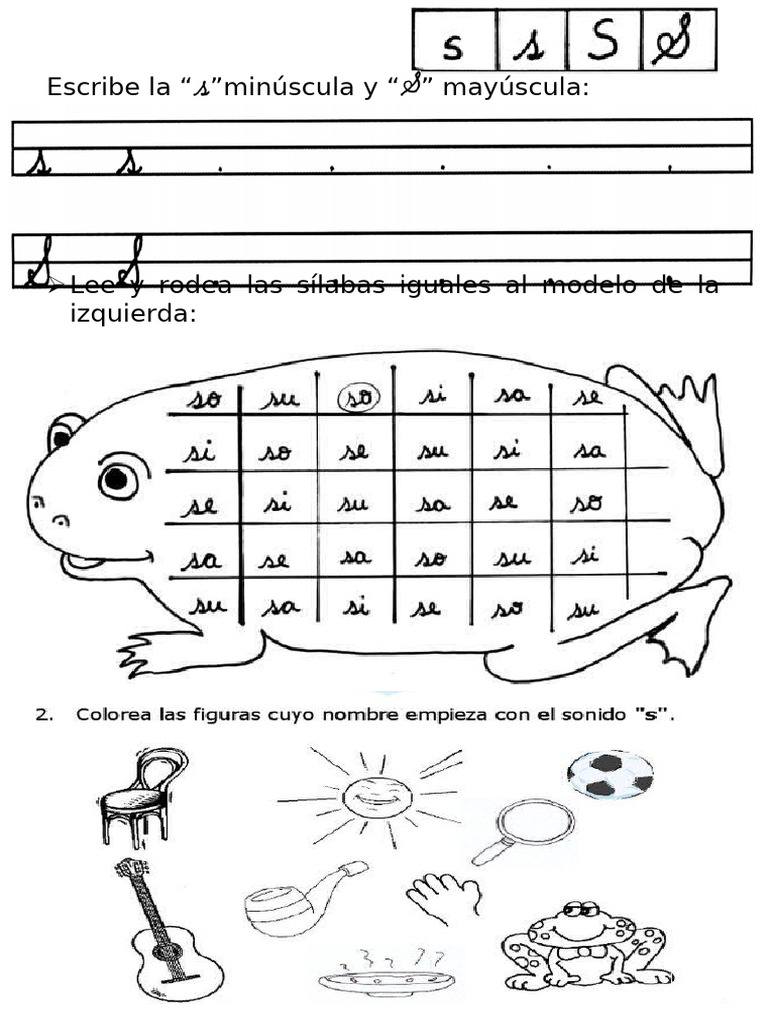 La Letra s Primer Grado | PDF