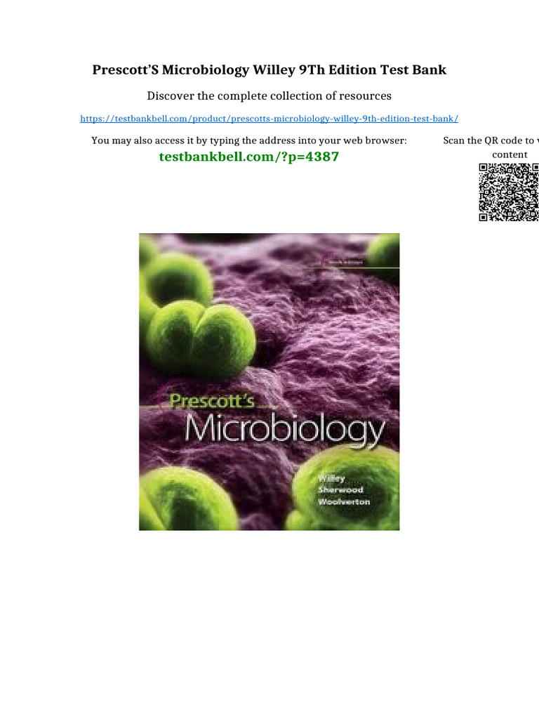 Prescott’s Microbiology Willey 9th Edition Test Bank full | PDF ...