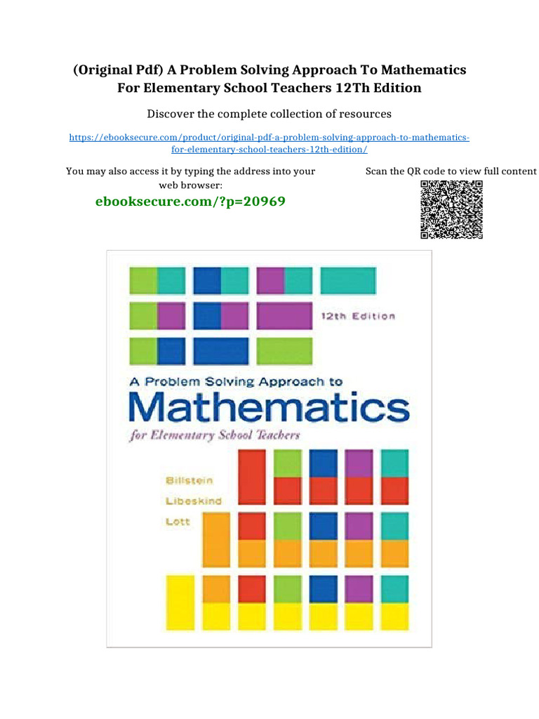 (Original PDF) A Problem Solving Approach to Mathematics for Elementary ...
