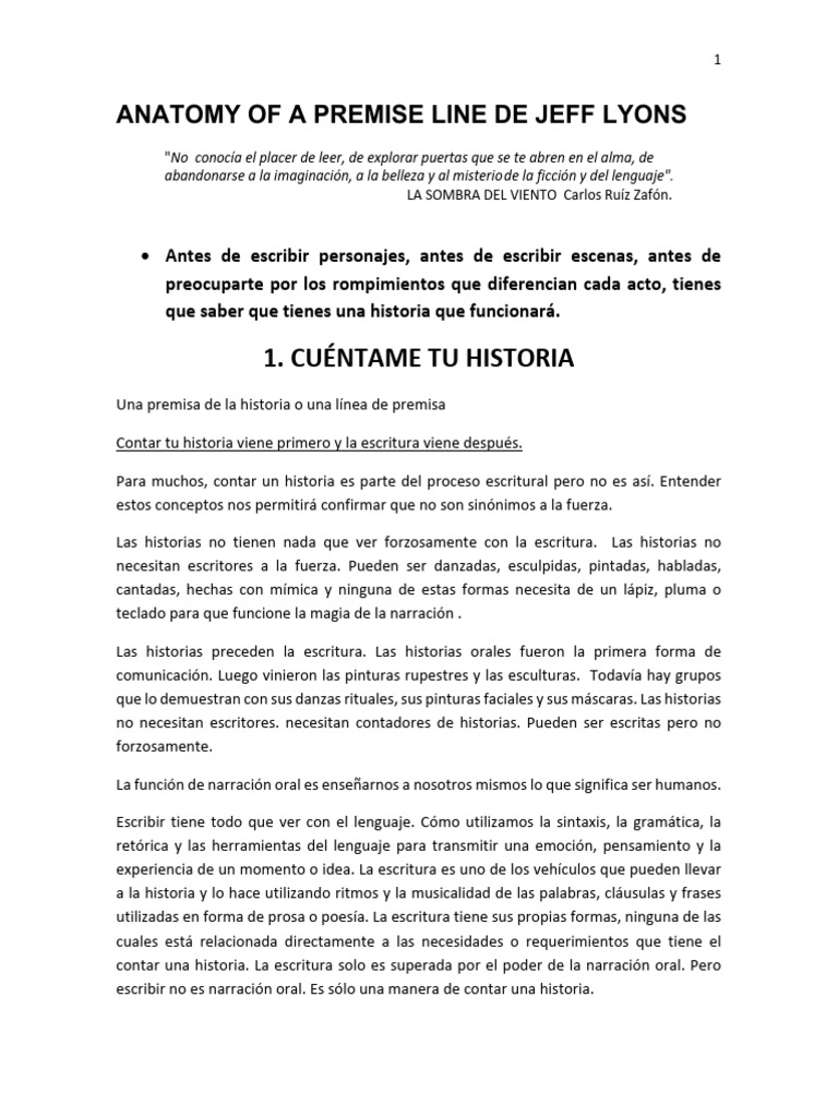 Anatomy of A Premise Line de Jeff Lyon | PDF | Mente | Narración