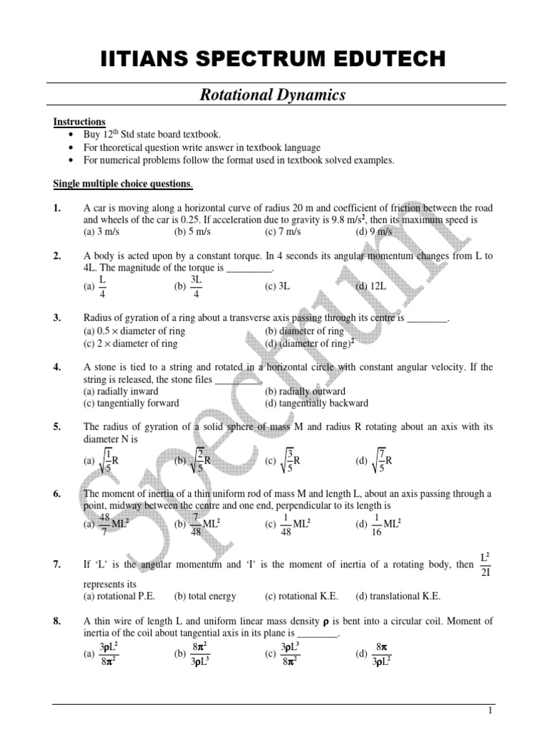 Rotational Dynamics | PDF | Rotation Around A Fixed Axis | Angular Momentum