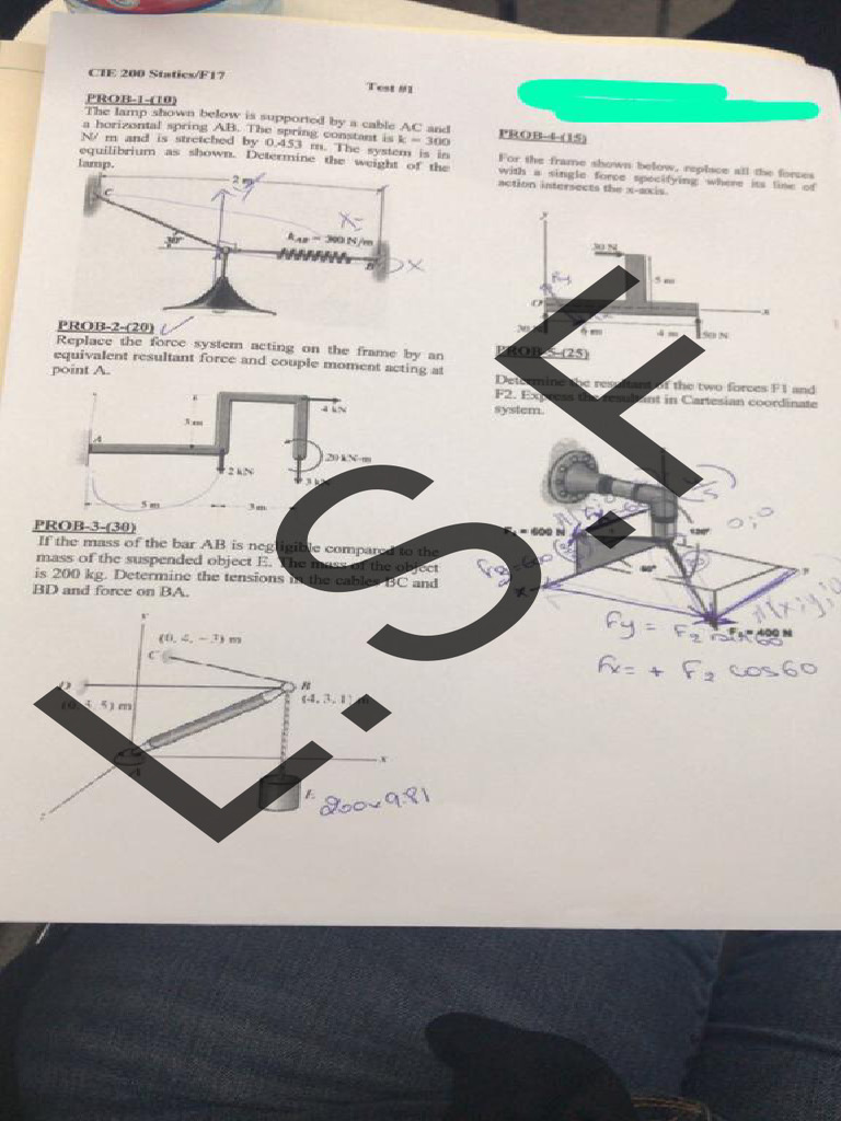 Statics Exam 1 Fall 2017 Issa | PDF