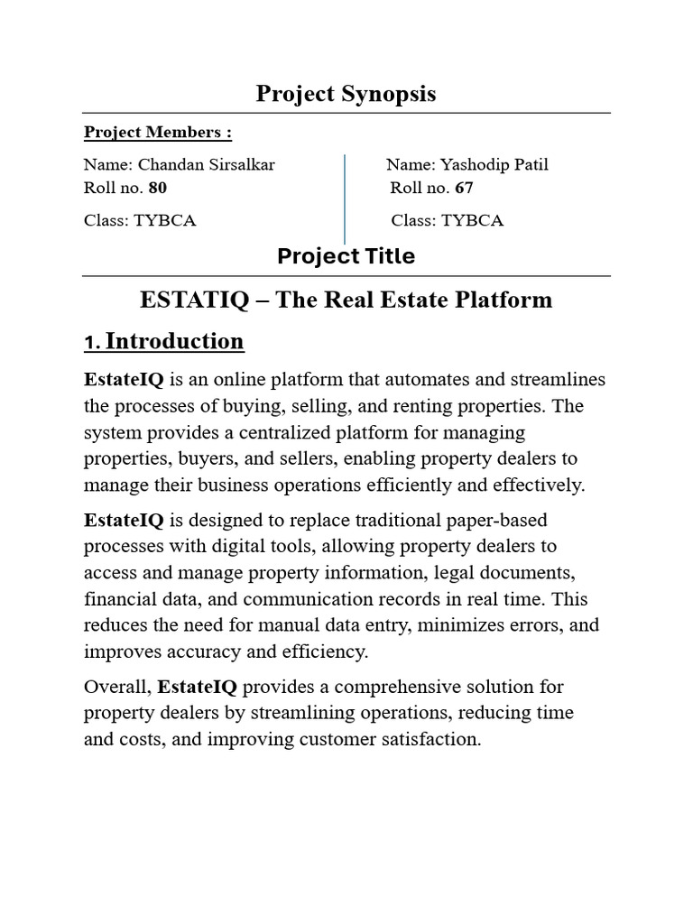 Project Synopsis | PDF