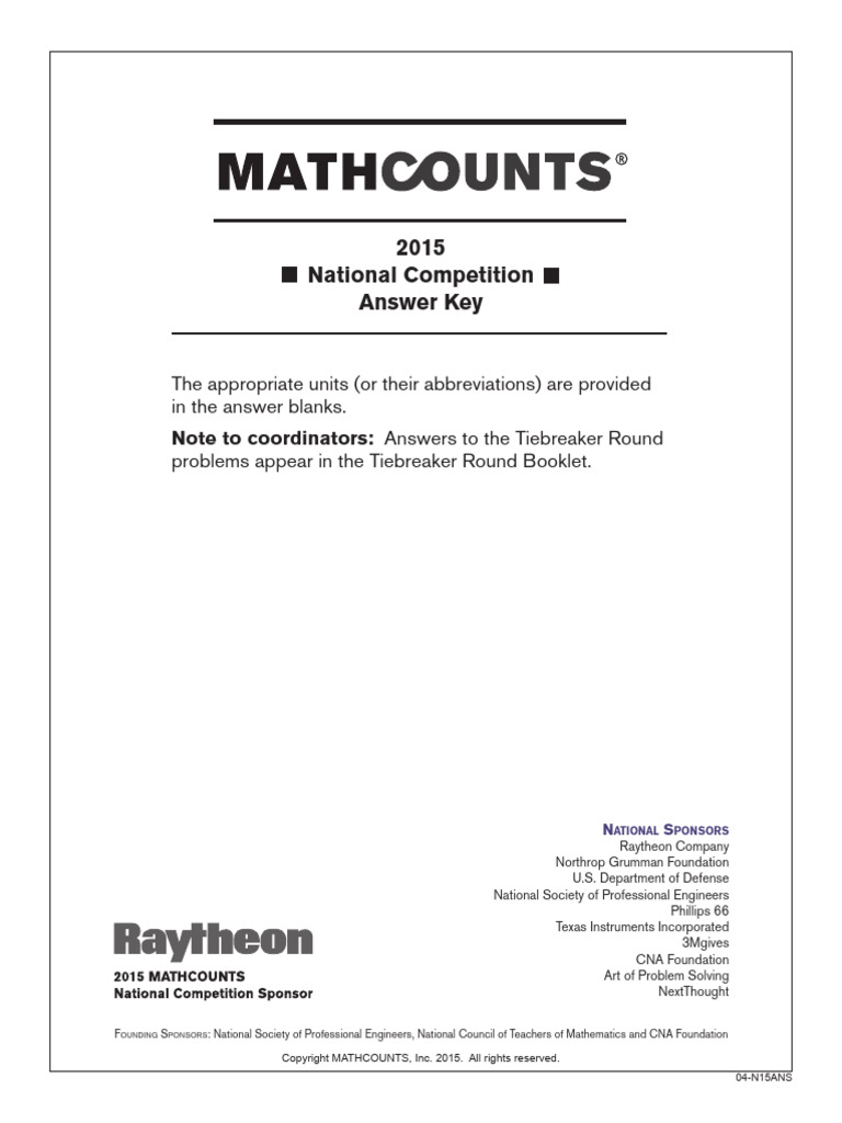 2015 Mathcounts National | PDF | Elementary Mathematics | Mathematics