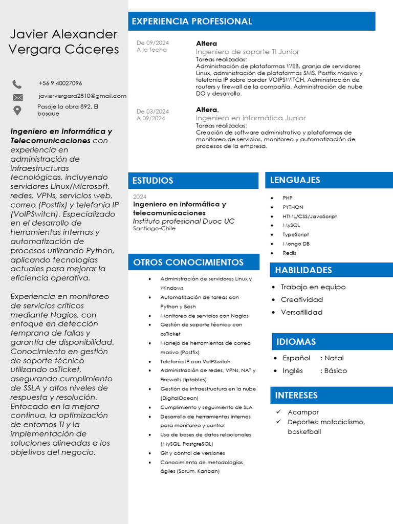 CV JV 2025 | PDF | Mi sql | Informática