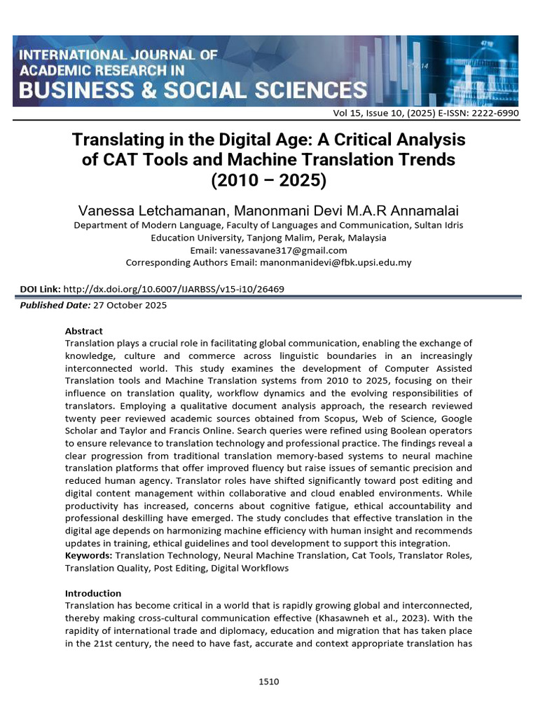 Translating in The Digital Age A Critical Analysis of Cat Tools and ...