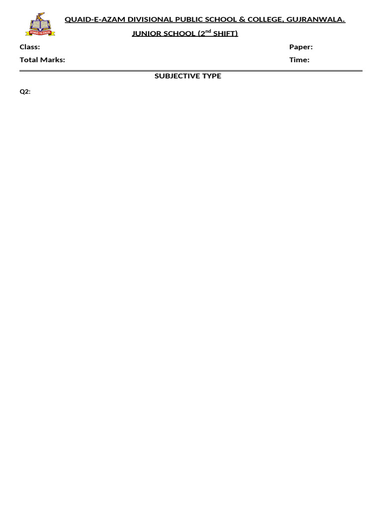 Paper Pattern Final Exams 2025 | PDF
