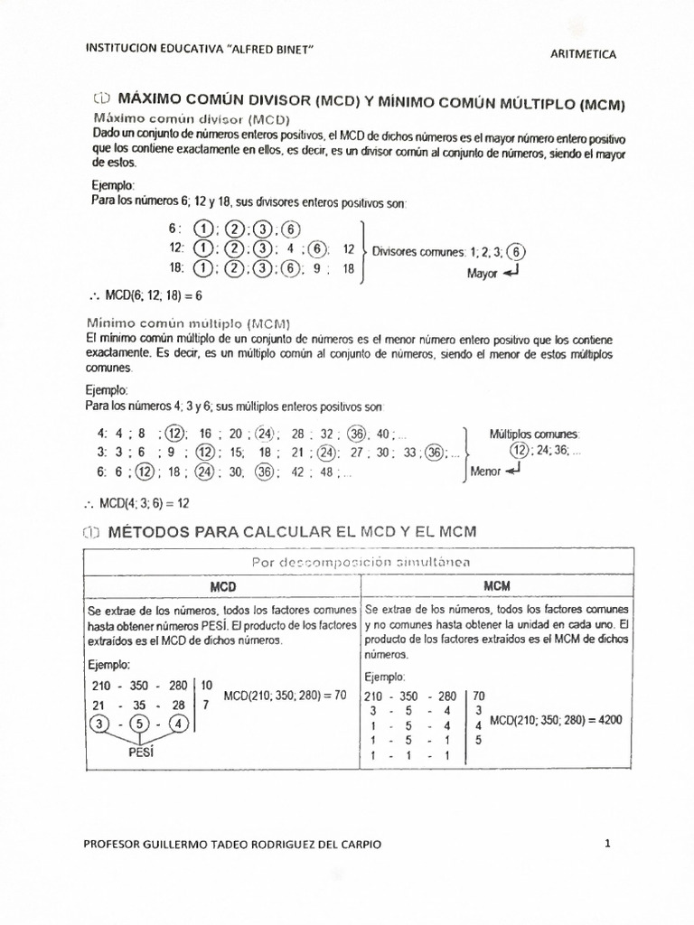 MCD y MCM | PDF