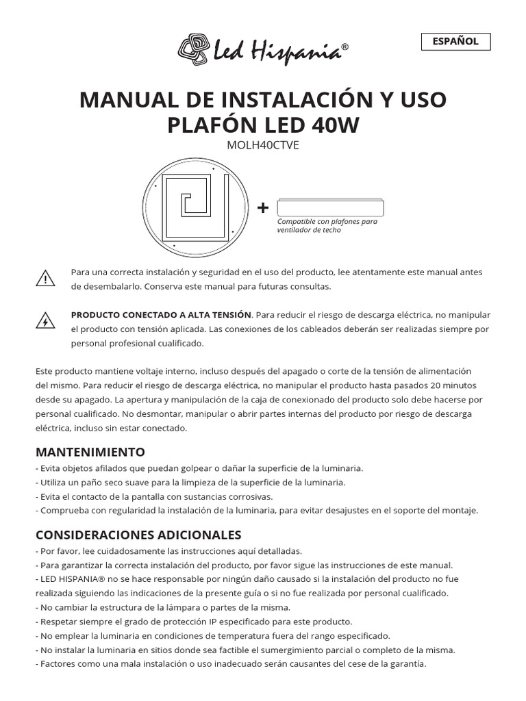 Manual plafon led | PDF | Diodo emisor de luz | Ingenieria Eléctrica