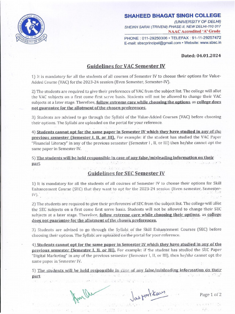 SEM IV Guidelines | PDF