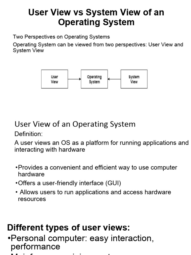 User View Vs System View of An OS | PDF