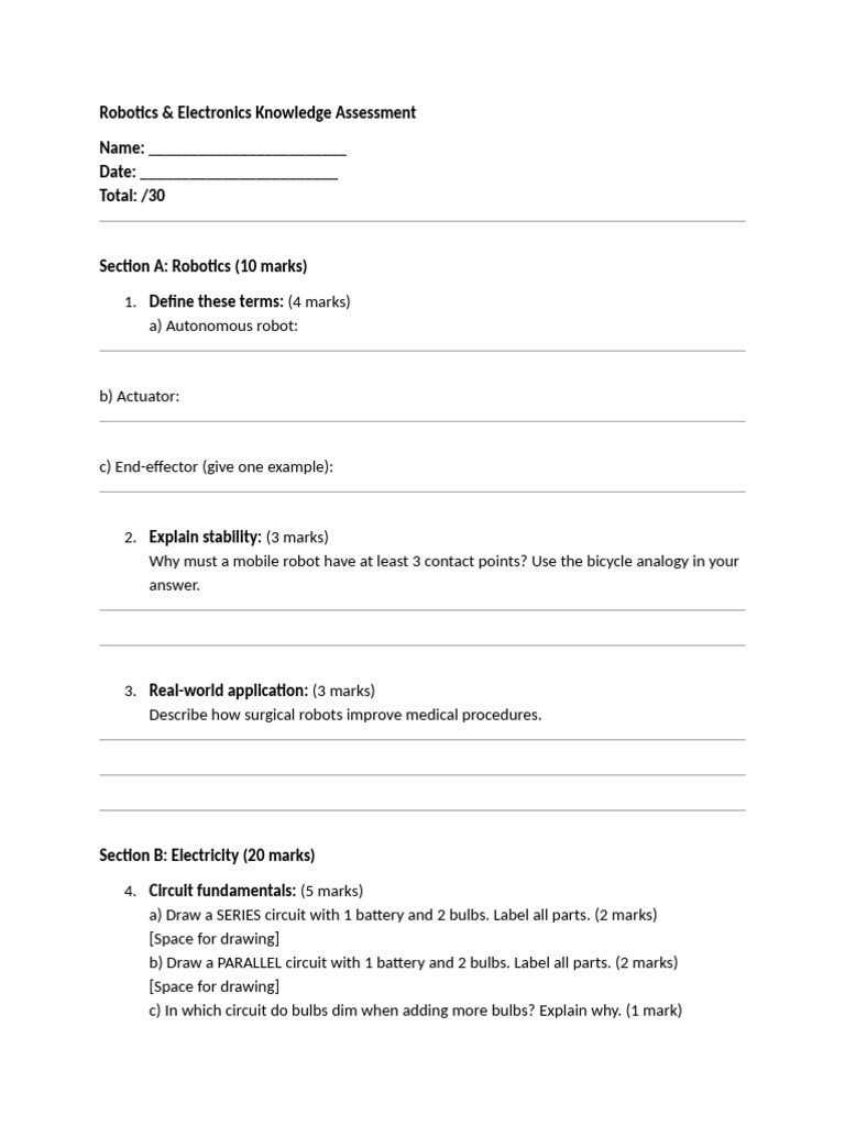 Robotics Test 11 | PDF