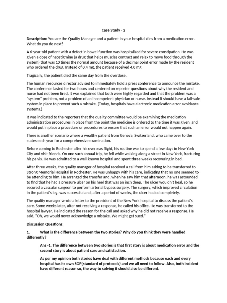 Akansha Case Study Final | PDF | Medical Error | Patient