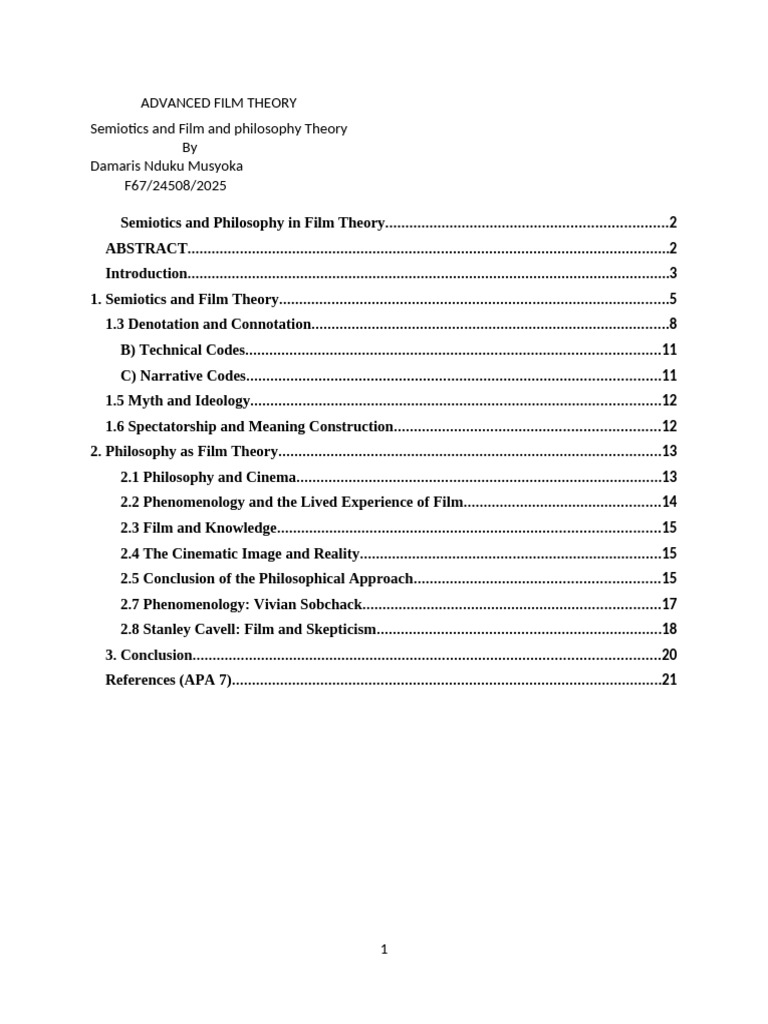 Semiotics and Philosophy in Film Theory | PDF | Semiotics | Semantics