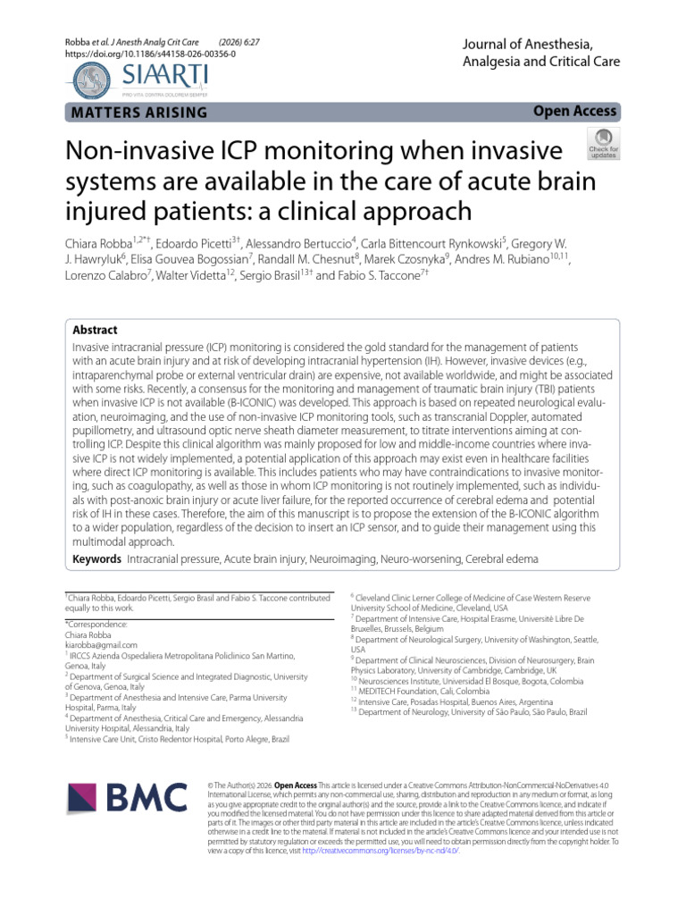 Non-Invasive and Invasive 26 | PDF | Traumatic Brain Injury | Medical ...