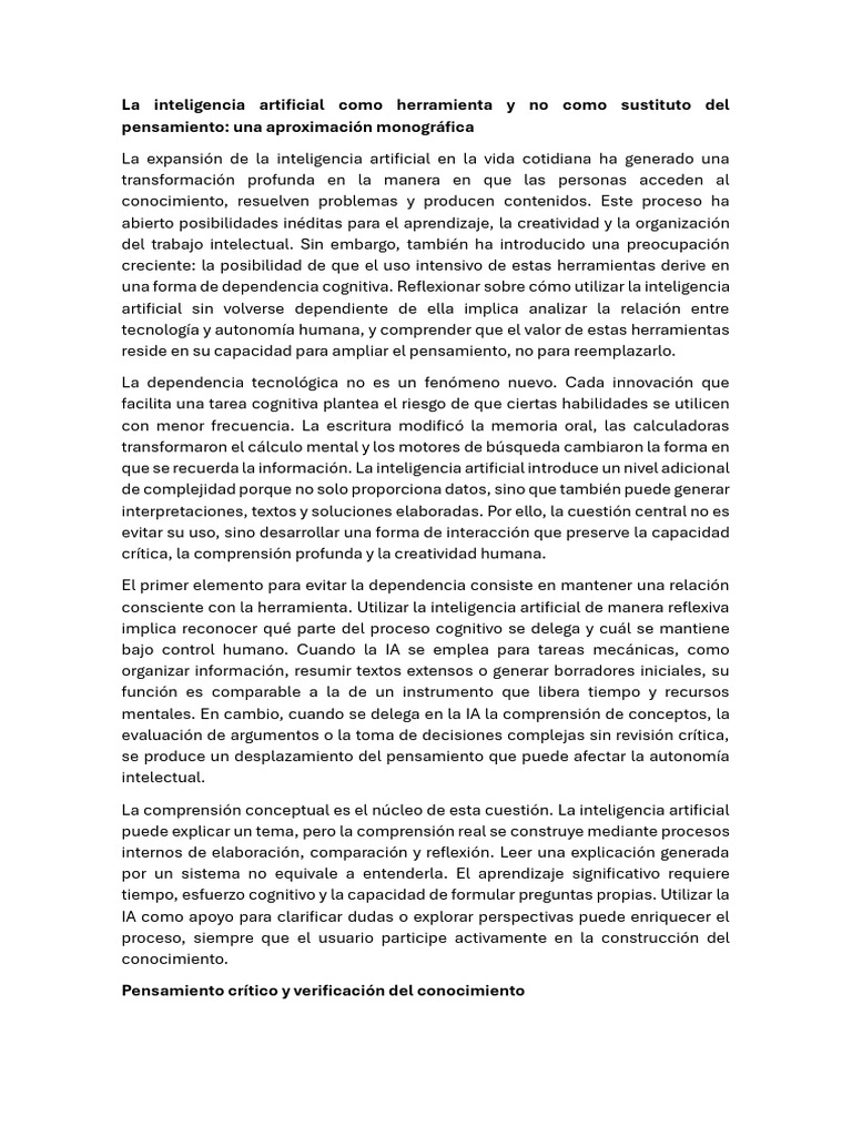 La Inteligencia Artificial Como Herramienta y No Como Sustituto Del ...