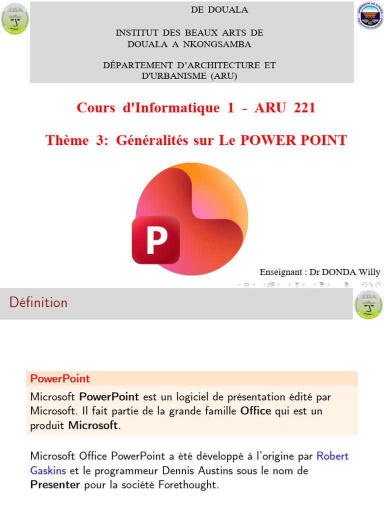 ARU 2 Thème 3 Généralités Sur Le POWER POINT | PDF | Microsoft ...