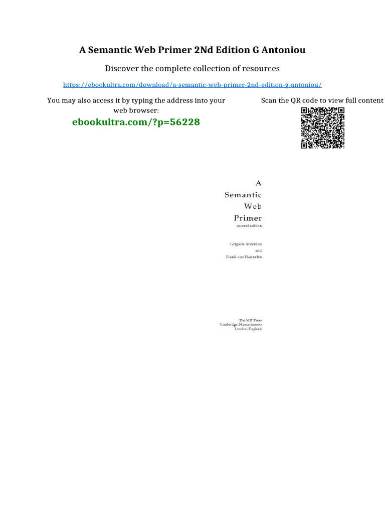A Semantic Web Primer 2nd Edition G Antoniou No Waiting Time | PDF ...