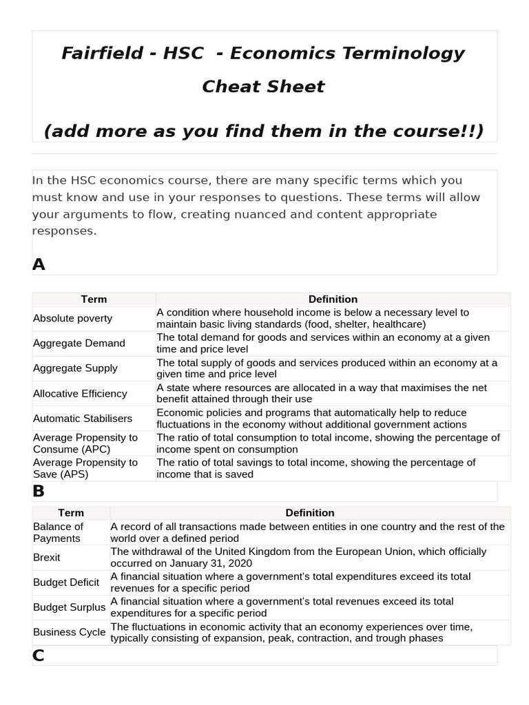 Economics key terms | PDF | Inflation | Taxes
