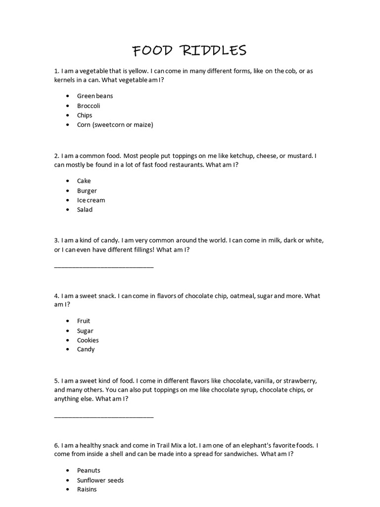 Food Riddles | PDF