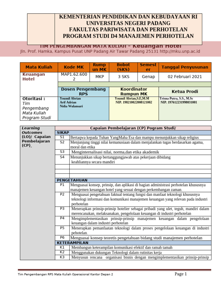 Rps (Template) Keuangan | PDF