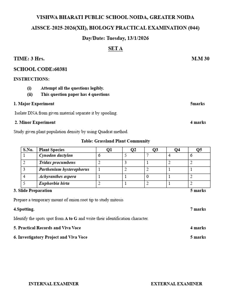 Final QP Bio Practical | PDF | Plants