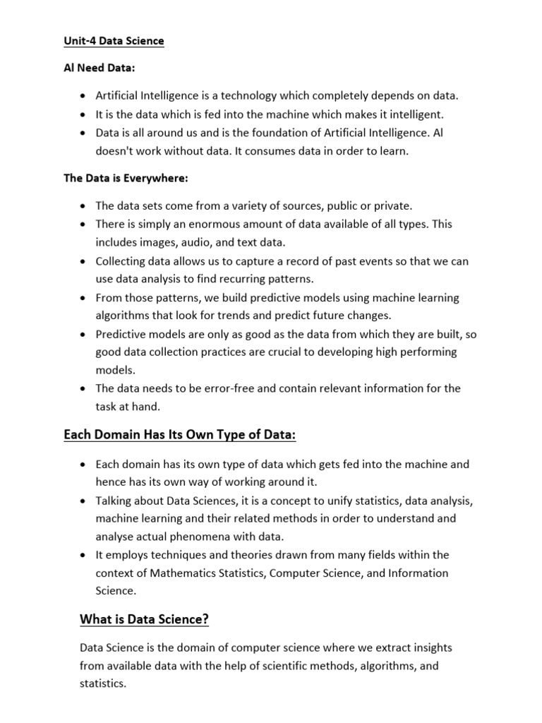 Unit-4 Data Sience Introduction | PDF | Data Science | Data