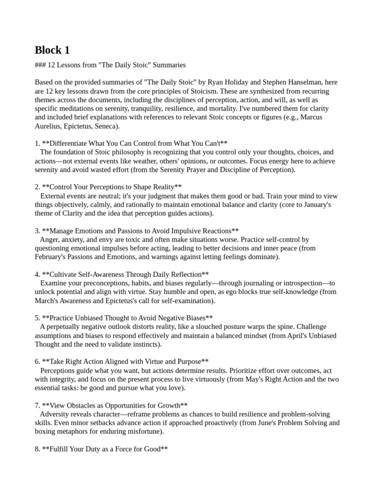 The Daily Stoic Main Points | PDF | Stoicism | Cognition