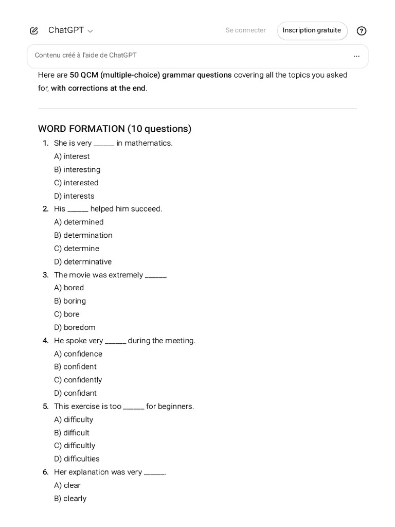 ChatGPT - QCM Question Request | PDF | Linguistics
