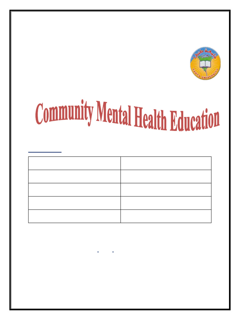 Community Mental Health Education | PDF | Mental Disorder | Mental Health
