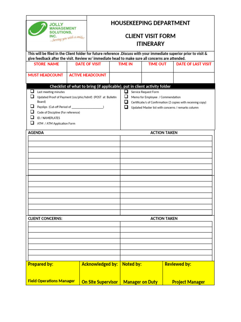 Client Visit Form Revised 101018 1 | PDF