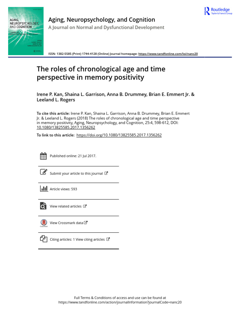 The Roles of Chronological Age and Time Perspective in Memory ...