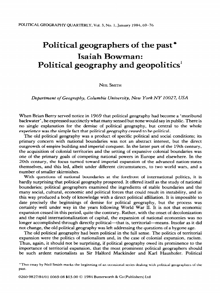 Smith-Political Geographers of the Past-Isaiah Bowman-Political ...