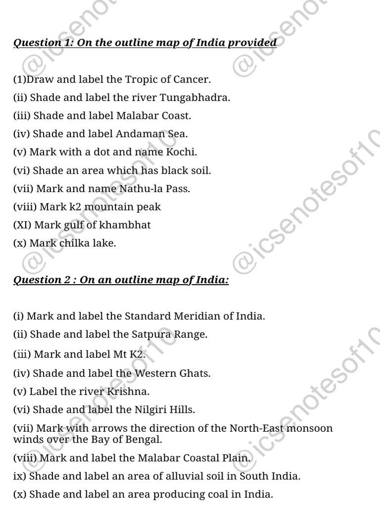 Geography Map Practice Questions | PDF | South India | Tropical Cyclones