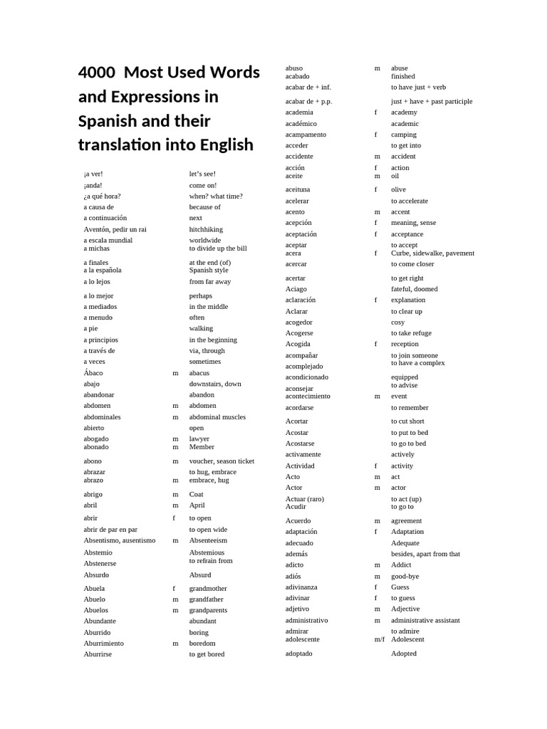 4000 Most Used Words | PDF
