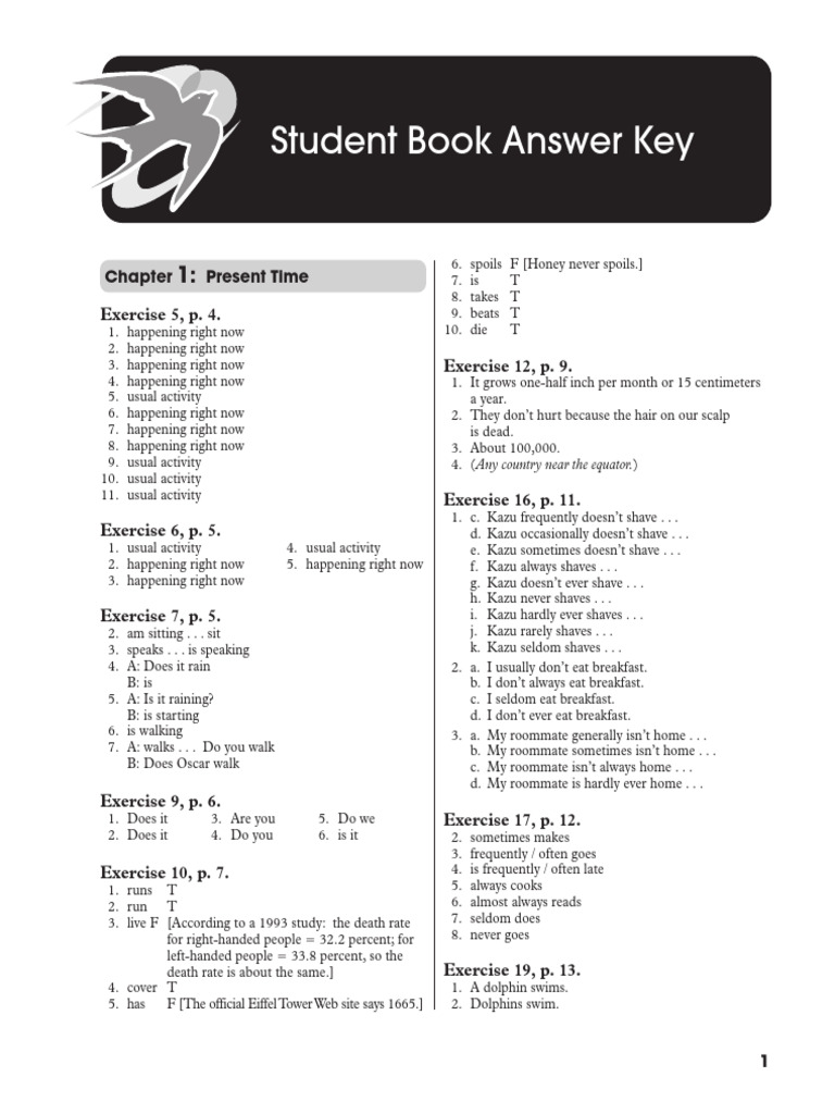 Fundamentals of English Grammar 4th Answer Key | PDF | Plural
