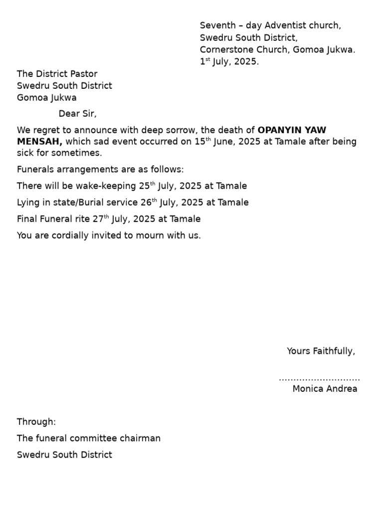 Funeral Letter | PDF